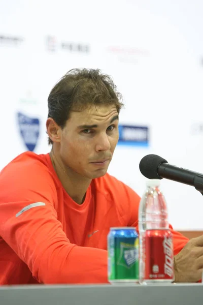 Rafael Nadal Ισπανία Φοιτά Συνέντευξη Τύπου Μετά Την Ήττα Από — Φωτογραφία Αρχείου