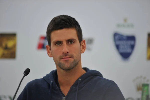 Novak Djokovic Serbia Attends Press Conference 2014 Shanghai Rolex Masters — Stock Photo, Image