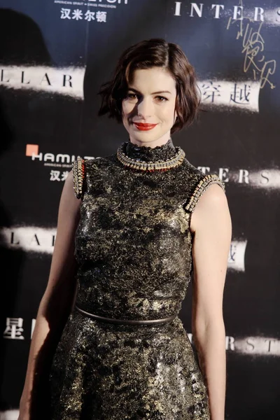 American Actress Anne Hathaway Poses Red Carpet China Premiere Her — Stock Photo, Image