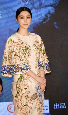 Chinese actress Fan Bingbing is pictured during a press conference for her new movie, The White Haired Witch of Lunar Kingdom, in Beijing, China, 27 March 2014. clipart