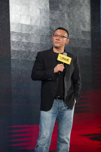 Китайский Режиссер Актер Цзян Вэнь Позирует Пресс Конференции Запуску Трейлера — стоковое фото