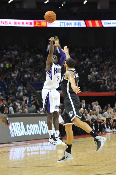 Darren Collison Sacramento Kings Back Spielt Einen Schuss Gegen Brooklyn — Stockfoto