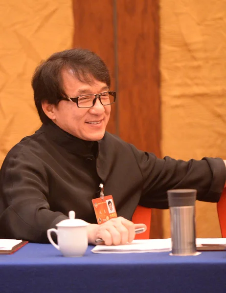 Hong Kong Actor Jackie Chan Smiles Panel Discussion Second Session — Stock Photo, Image
