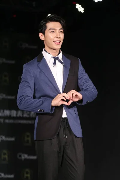 Taiwanese Singer Actor Aaron Yan Poses Press Conference Opt Contact — Stock Photo, Image