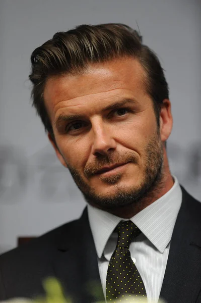 Superstar Sepak Bola Inggris David Beckham Menghadiri Konferensi Pers Kota — Stok Foto
