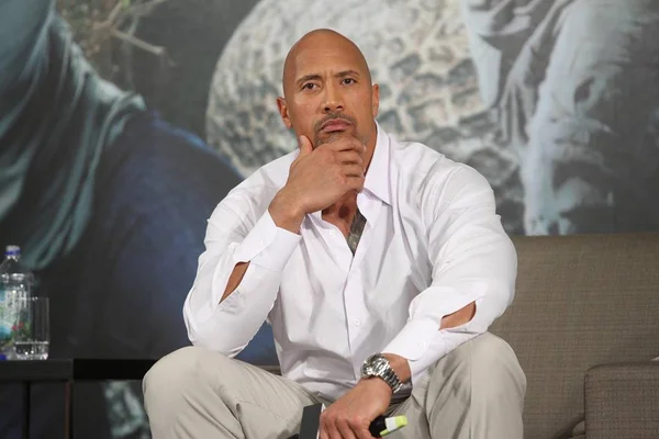 American Actor Professional Wrestler Dwayne Johnson Pictured Press Conference His — Stock Photo, Image