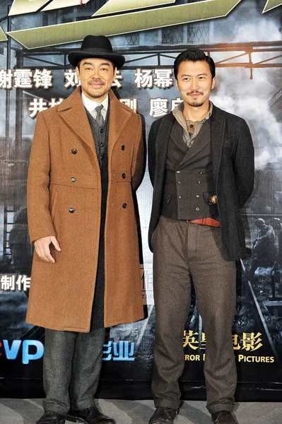 香港俳優 Nicholas Tse とショーン アンディは新しい映画 上海での姿を消した弾 2012 日の記者会見の間にポーズします — ストック写真