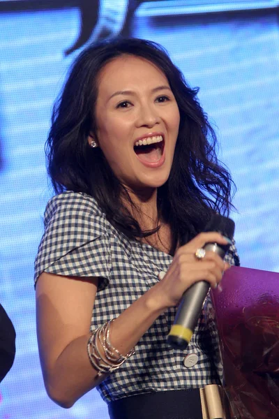 Actriz China Zhang Ziyi Habla Una Conferencia Prensa Nueva Película — Foto de Stock