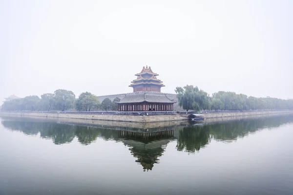 View Turret Palace Museum Heavy Smog Beijing China October 2014 — Stock Photo, Image