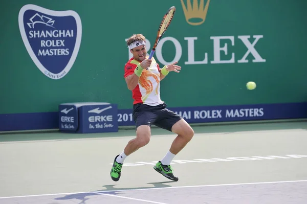 David Ferrer Van Spanje Teruggegaan Een Schot Tijdens Naar Martin — Stockfoto