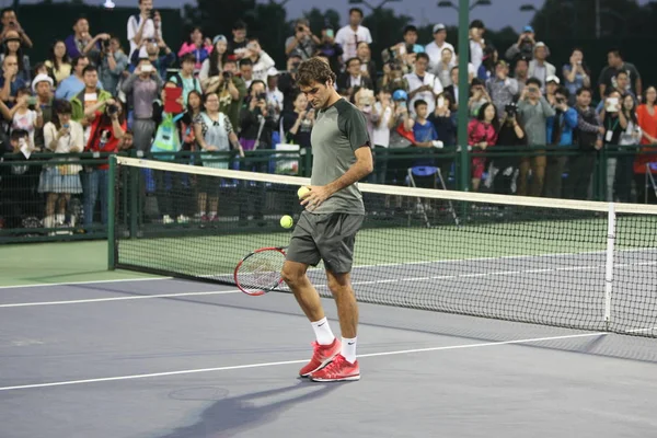 Roger Federer Suíça Participa Uma Sessão Treinamento Para Torneio Tênis — Fotografia de Stock