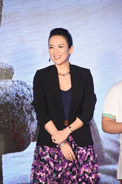 Actrice Chinoise Zhang Ziyi Sourit Lors Une Conférence Presse Pour — Photo