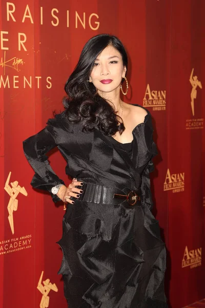 香港女優キャリー ポーズ彼女はアジア映画賞アカデミー就任募金ガラ ディナー 中国での 2014 日に到着すると — ストック写真