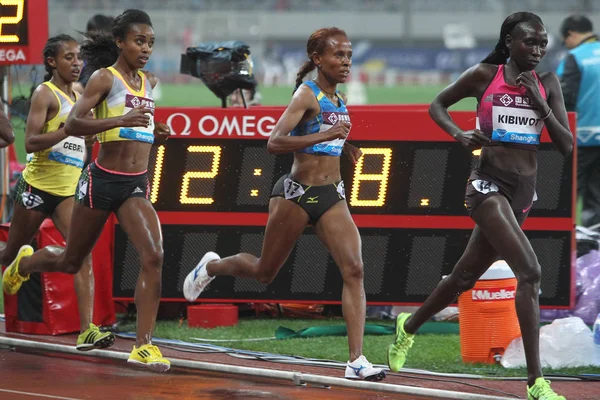 Meseret Defar 番目の権利 Tirunesh Dibaba エチオピアの他の選手で競うレディース 2013 Iaaf ダイヤモンド リーグで — ストック写真