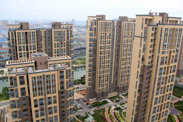 Nieuw Gebouwde Residentiële Flatgebouwen Zijn Zien Jinan Stad East Chinas — Stockfoto