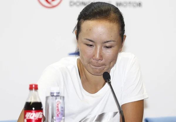 Peng Shuai China Reacts Press Conference Women Singles First Match — Stock Photo, Image