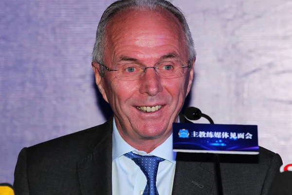 Sven Goran Eriksson Nowo Mianowany Trenerem Chinas Guangzhou Mówi Podczas — Zdjęcie stockowe