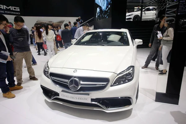 Visitors Try Out Look Mercedes Benz Cla Amg Display 12Th — Stock Photo, Image
