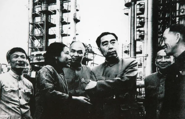 Kép Azt Mutatja Képek Zhou Enlai Harmadik Jobb Első Premier — Stock Fotó