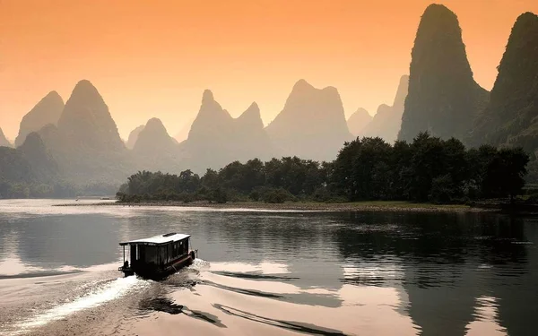 Abendaufnahme Des Lijiang Flusses Oder Flusses Der Stadt Gulin Autonome — Stockfoto
