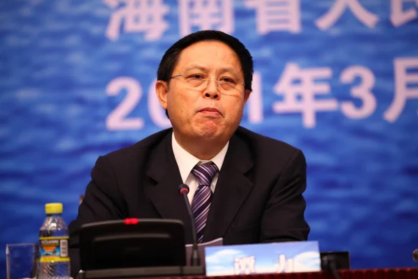 Tan Następnie Wice Gubernator Prowincji Hainan Bierze Udział Konferencji Mieście — Zdjęcie stockowe
