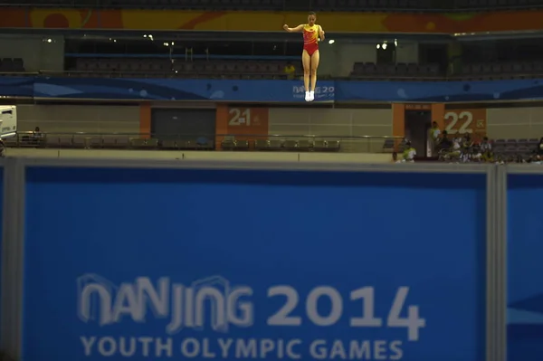 Chinoise Zhu Xueying Participe Finale Trampoline Féminin Lors Des Jeux — Photo
