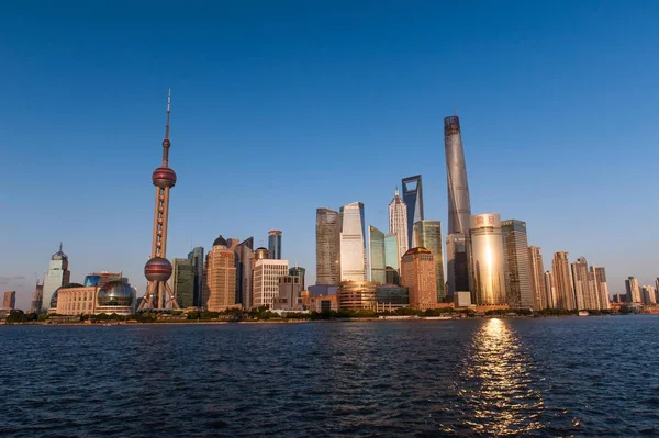 Horizonte Del Río Huangpu Financiero Lujiazui Del Distrito Con Torre —  Fotos de Stock