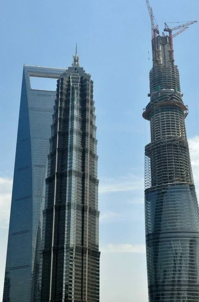 File Torre Shanghai Derecha Está Construcción Junto Torre Jinmao Centro —  Fotos de Stock