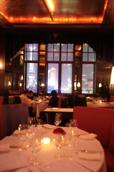 Kunden Genießen Das Abendessen Restaurant Jean Georges Drei Auf Dem — Stockfoto