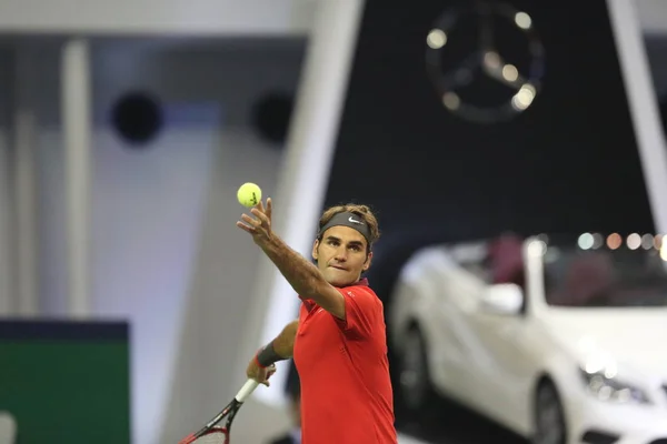 Roger Federer Schweiz Serverar Mot Florian Mayer Tyskland Den Andra — Stockfoto