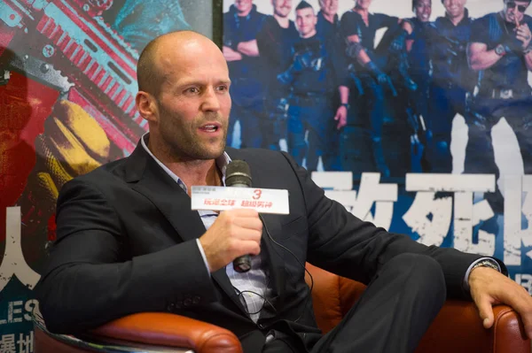 British Actor Jason Statham Speaks Press Conference His New Movie — Stock Photo, Image