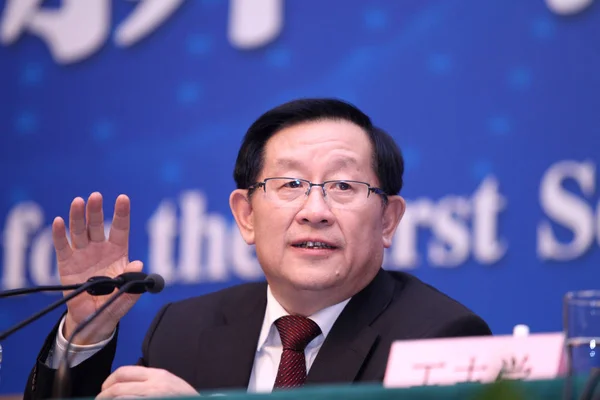 Dosya Wan Gang Çin Bilim Teknoloji Bakanı Pekin Medya Merkezi — Stok fotoğraf