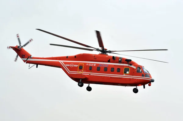 Helicóptero Pesado Civil Ac313 Chinês Realiza Uma Demonstração Voo Exposição — Fotografia de Stock