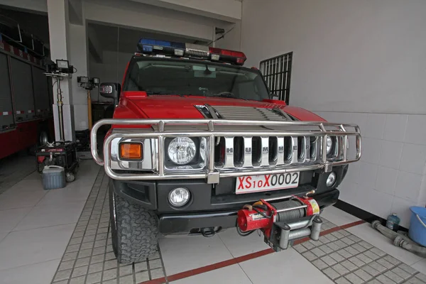 Hummer Suv Used Command Vehicle Parked Jinlipu Fire Station Puyang — Stock Photo, Image