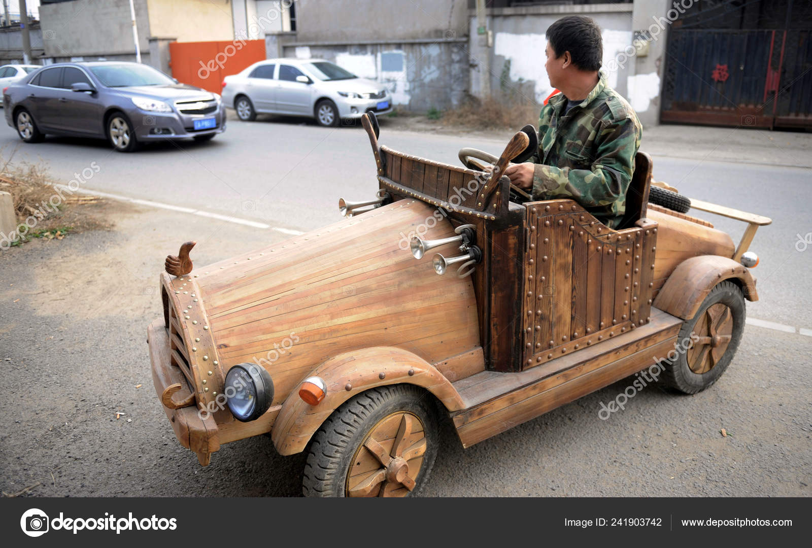 Chinese Carpenter Liu Fulong Drives His Homemade Wooden Electric