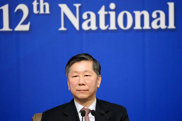 Shang Fulín Předseda Čínská Bankovní Regulační Komise Cbrc Vypadá Během — Stock fotografie