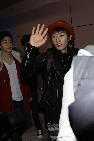 Lee Hyuk Jae Jihokorejské Kapely Super Junior Vlny Fanoušků Tchaj — Stock fotografie