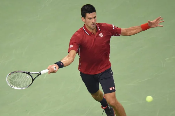 Novak Djokovic Van Servië Zich Voorbereidt Een Schot Terug Naar — Stockfoto