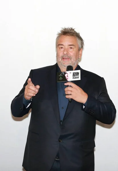 French Director Luc Besson Speaks Beijing Premiere Movie Lucy Beijing — Stock Photo, Image