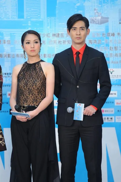 Actriz Hong Kong Miriam Yeung Izquierda Actor Taiwanés Vic Chou —  Fotos de Stock