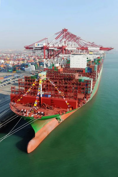Největší Kontejnerová Loď Světě Cscl Čínská Dodací Kontejnerová Linie Ltd — Stock fotografie