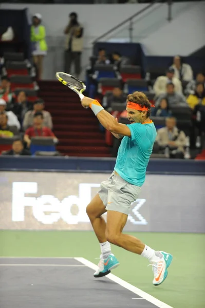 Rafael Nadal Spanyol Visszatér Egy Lövés Feliciano Lopez Spanyolország Második — Stock Fotó