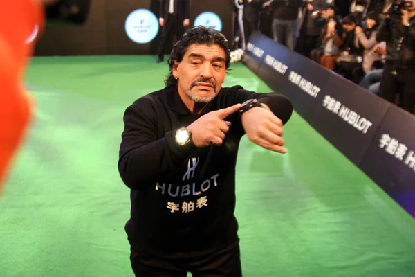Diego Maradona Agüero Uczęszcza Impreza Promocyjna Dla Szwajcarski Zegarmistrz Hublot — Zdjęcie stockowe