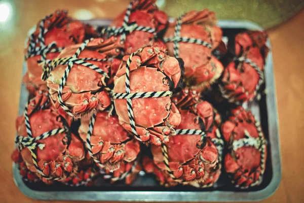 Crabii Păr Aburiți Sunt Serviți Restaurant Malul Lacului Yangcheng Din — Fotografie, imagine de stoc