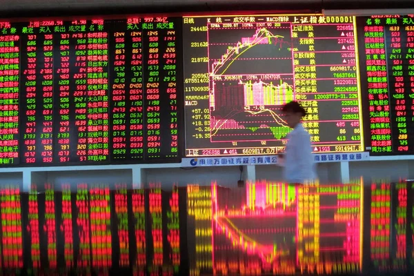 Das Zusammengesetzte Bild Zeigt Die Aktienkurse Rot Für Steigende Und — Stockfoto