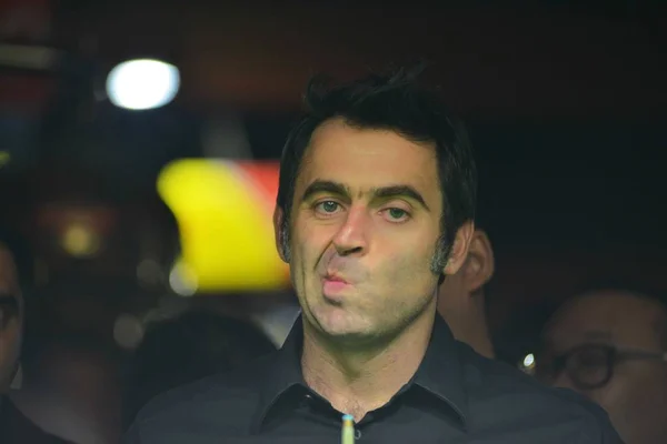 Ronnie Sullivan Jogador Snooker Inglês Reage Durante Uma Partida Aquecimento — Fotografia de Stock