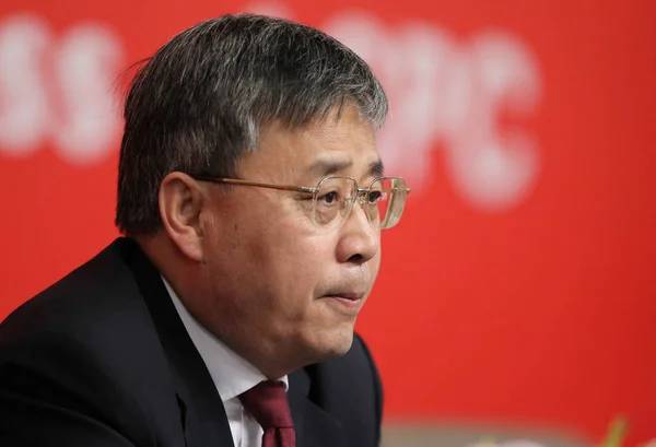 Guo Shuqing Presidente Comisión Reguladora Valores China Pronuncia Discurso Durante — Foto de Stock
