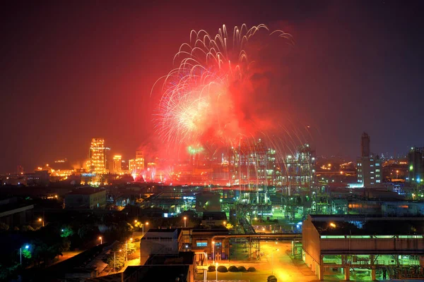 Los Fuegos Artificiales Explotan Durante Festival Internacional Fuegos Artificiales Jinshan — Foto de Stock