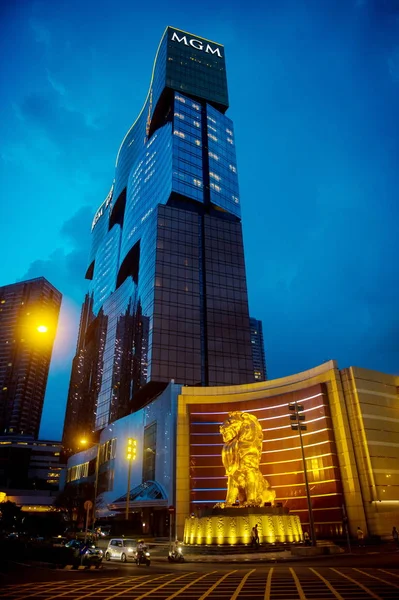 Widok Nocny Mgm Macau Casino Hotel Resort Makau Chiny Maja — Zdjęcie stockowe