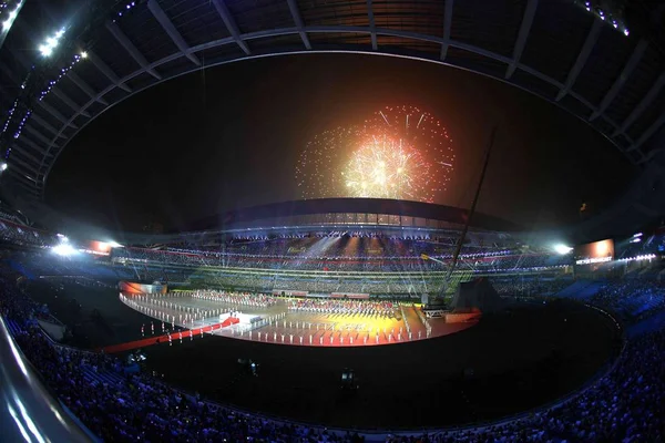 Fireworks Explode Opening Ceremony 2014 Summer Youth Olympic Games Nanjing — Stock Photo, Image